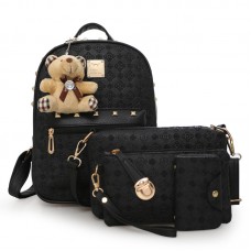 Faux Leather Rivets Backpack 5 in 1